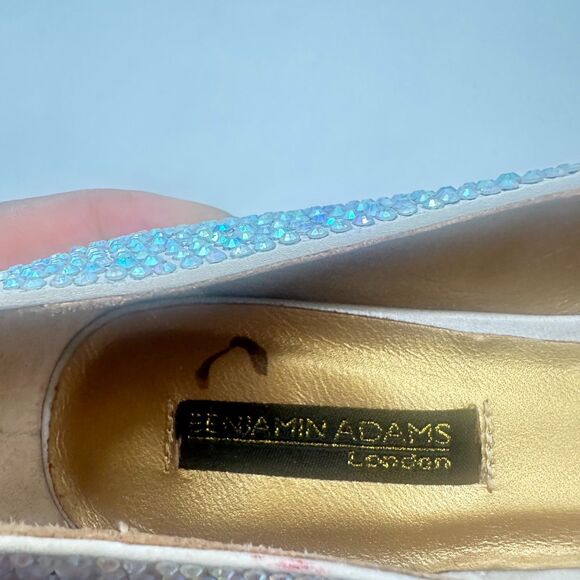 Benjamin Adams London Miami Silver Jewel Encrusted Peep Toe Platform Pumps S 6.5 - Picture 12 of 13